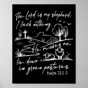 The Lord Is My Shepherd Christian Jesus Bible Vers Poster