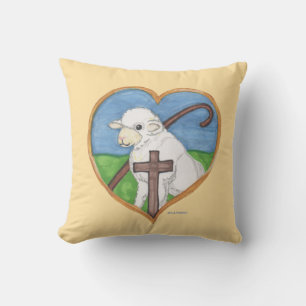 The Lord is my Shepherd Lamb & Heart pillow
