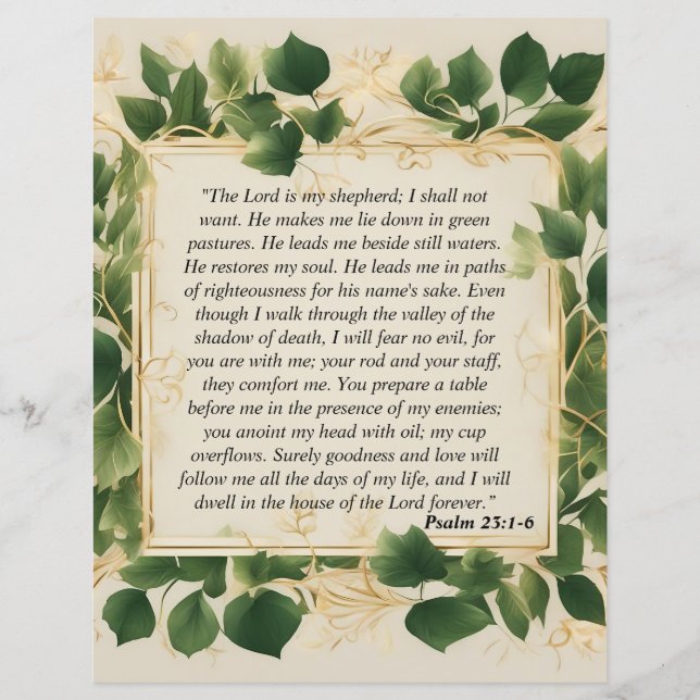The Lord is My Shepherd Prayer (Front)