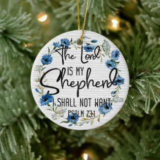 The Lord Is My Shepherd | Psalm 23:1 Bible Verse Ceramic Tree Decoration