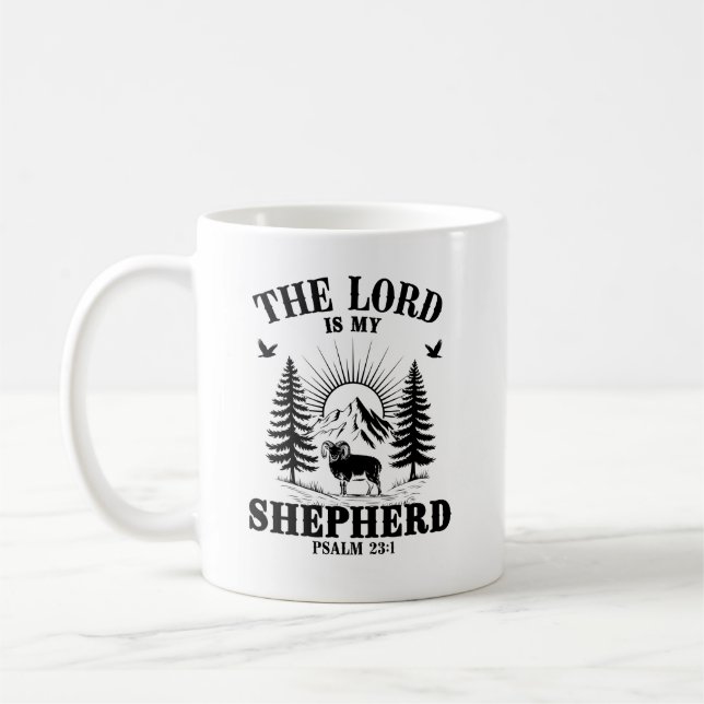The Lord Is My Shepherd Psalm 23:1 Christian Bible Coffee Mug (Left)