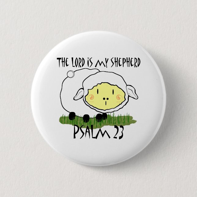 The LORD is my shepherd Psalm 23 6 Cm Round Badge (Front)