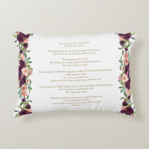 The Lord is my Shepherd Psalm 23 Burgundy Floral Decorative Cushion