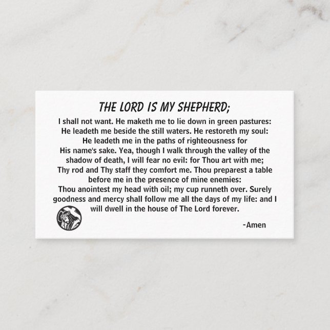 The Lord Is My Shepherd PSALM 23 Business Card (Front)