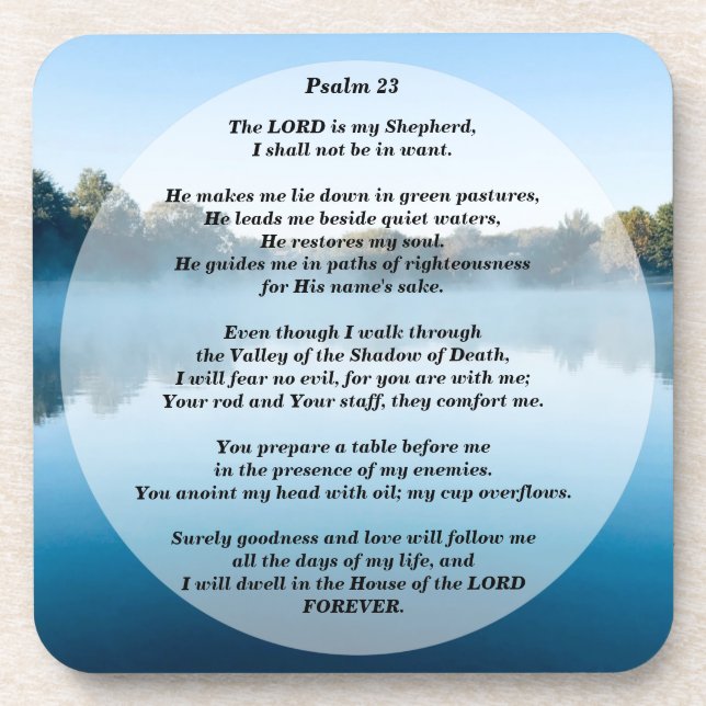 The Lord is my Shepherd Psalm 23 Coaster (Front)