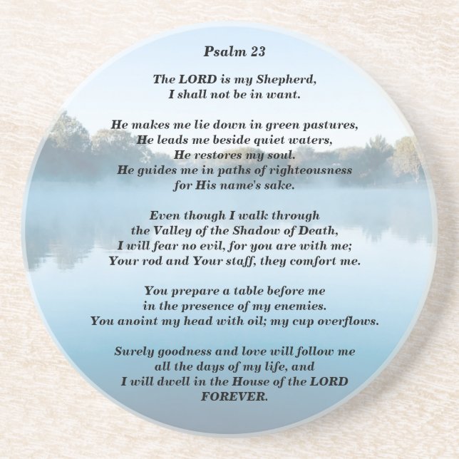 The Lord is my Shepherd Psalm 23 Coaster (Front)