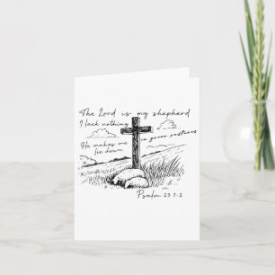 The Lord Is My Shepherd Psalm 23 Cross Meadow  Card