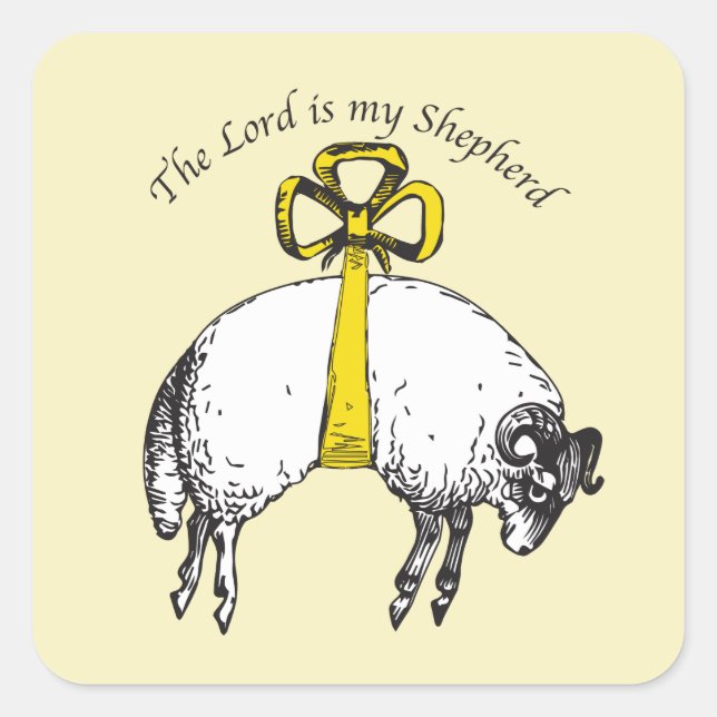 The LORD is my shepherd Psalm 23 Square Sticker (Front)