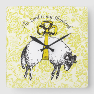 The LORD is my shepherd Psalm 23 Square Wall Clock
