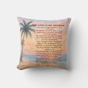 The Lord Is My Shepherd Psalm 23 Sunset Beach Cushion