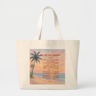 The Lord Is My Shepherd Psalm 23 Sunset Beach Large Tote Bag