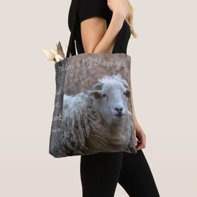 The Lord Is My Shepherd Tote Bag (Close Up)
