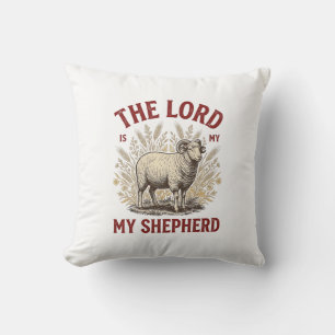 The Lord Is My Shepherd Vintage Sheep Shirt Design Cushion