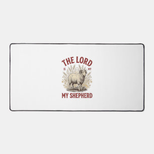 The Lord Is My Shepherd Vintage Sheep Shirt Design Desk Mat