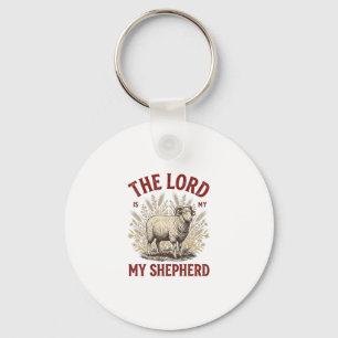 The Lord Is My Shepherd Vintage Sheep Shirt Design Key Ring