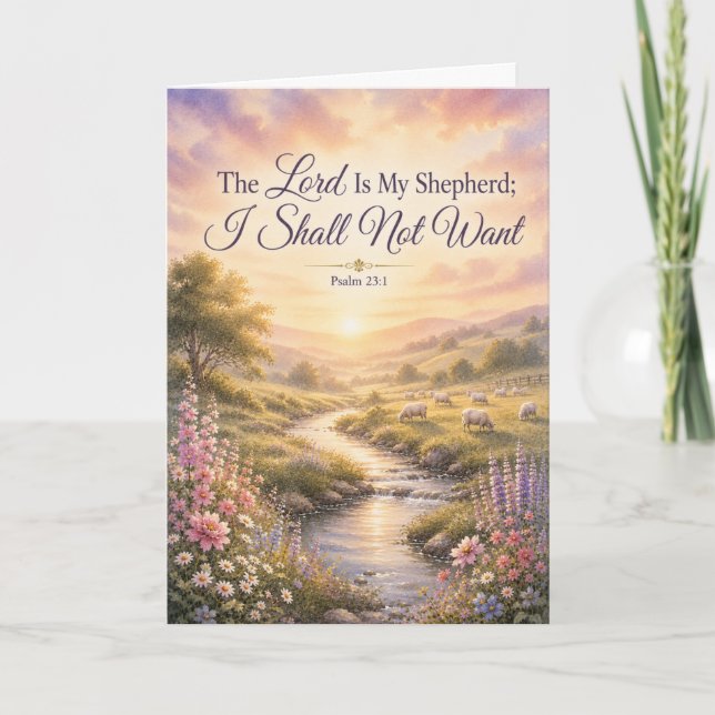 The Lord Is My Shepherd Watercolor Scripture Card (Front)