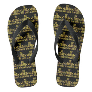 The Lord Is My Shield Black All-Over Unisex Flip Flops
