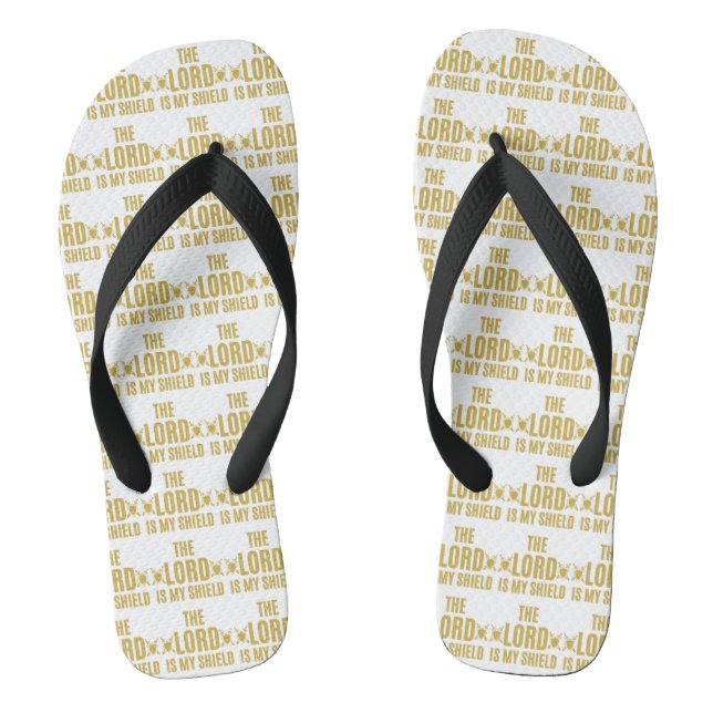 The Lord Is My Shield White All-Over Unisex Flip Flops (Footbed)