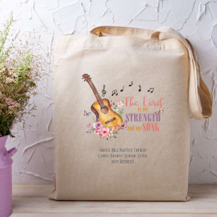 The Lord is My Strength and My Song Guitar Bible Tote Bag
