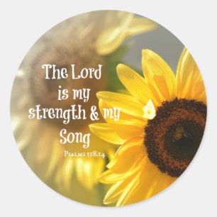 The Lord is my Strength and Song Bible Verse Classic Round Sticker