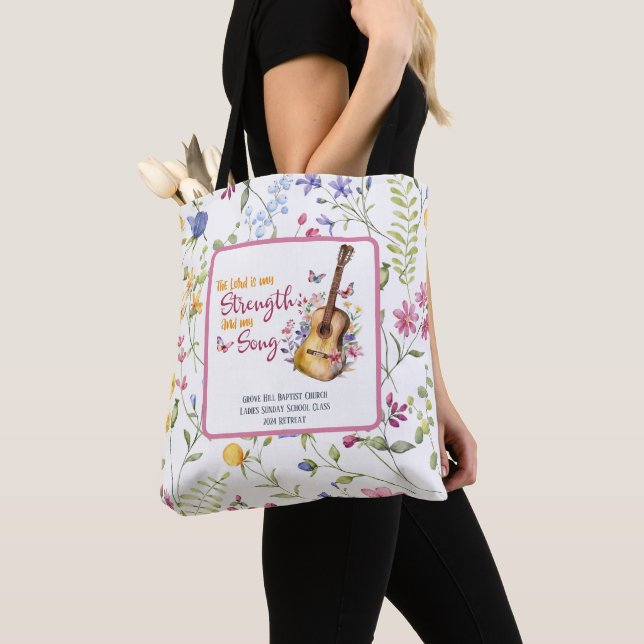 The Lord is My Strength Bible Sunday School Custom Tote Bag (Close Up)