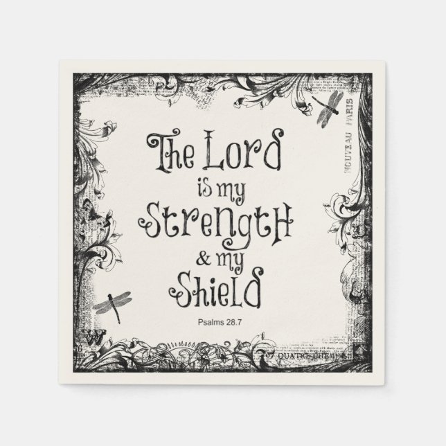 The Lord is my Strength Bible Verse Napkin (Front)