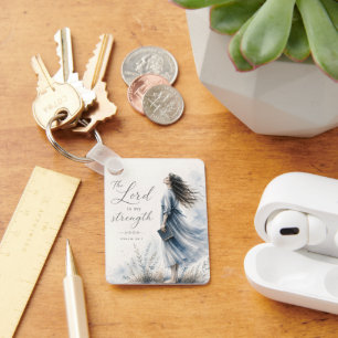 The Lord Is My Strength Psalm 28:7 Watercolor Key Ring