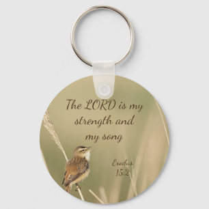 The Lord is My Strength & Song Inspirational Bible Key Ring