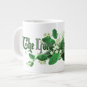 "The Lord is Risen" Vintage Easter Art green Large Coffee Mug
