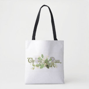 "The Lord is Risen" Vintage Easter Art natural Tote Bag
