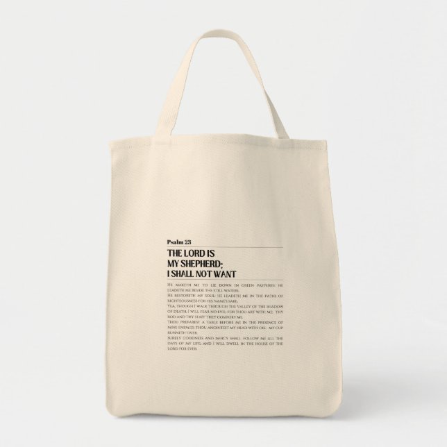 The Lord My Shepherd Psalm 23 Grocery Bag (Front)