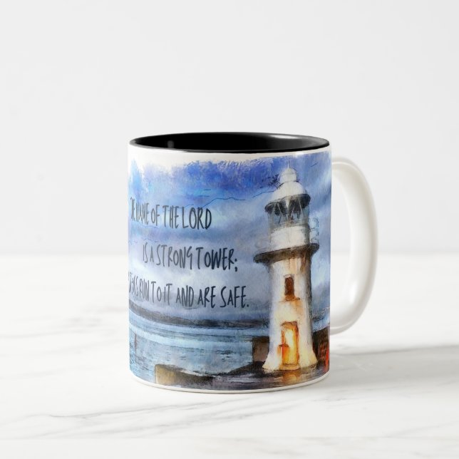 The Lord Our Strong Tower Two-Tone Coffee Mug (Front Right)