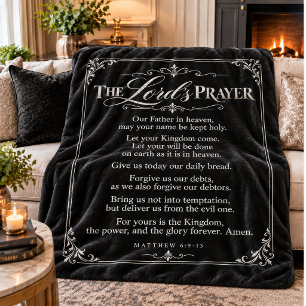 The Lord’s Prayer Black & Silver Christian Decor Sherpa Blanket