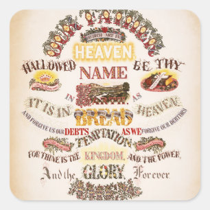 The Lord’s Prayer Vintage Typography Square Sticker