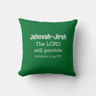 The Lord Will Provide Bible Verse Dark Green Cushion