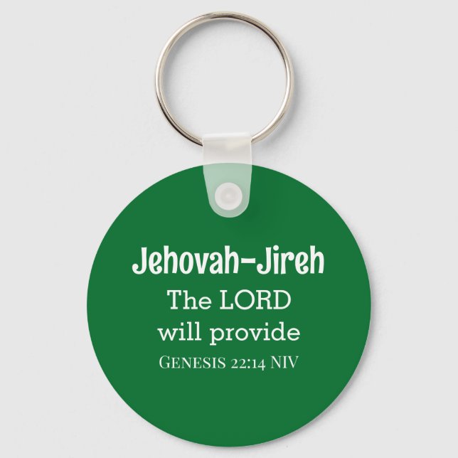 The Lord Will Provide Bible Verse Dark Green Key Ring (Front)