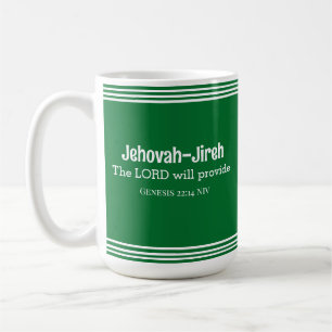The Lord Will Provide Bible Verse Striped Green Coffee Mug