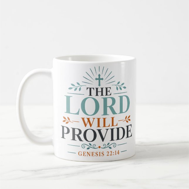 The Lord Will Provide Daily Scripture Quote Coffee Mug (Left)