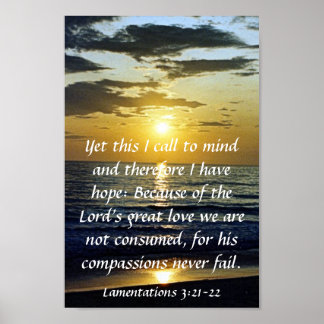 the Lord's great love bible verse reminder sunrise Poster