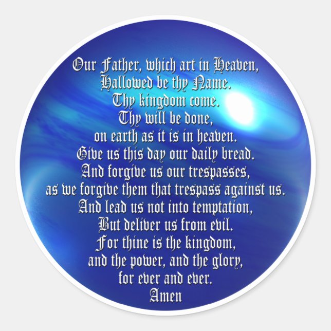 The Lord's Prayer Classic Round Sticker (Front)