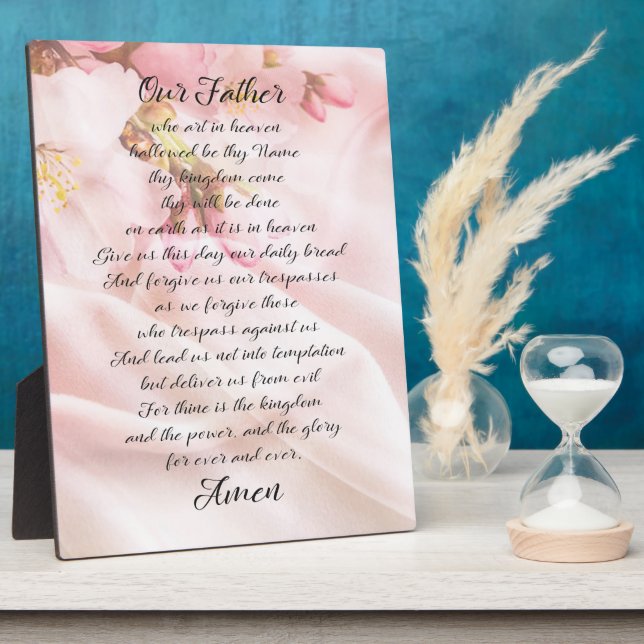 The Lord's Prayer Elegant Soft Pink Floral Gift Plaque (Side)