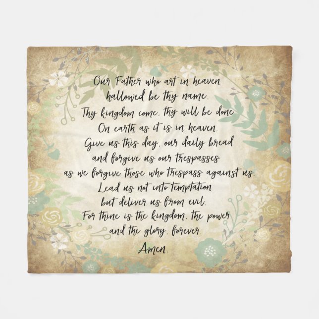 The Lord's Prayer Fleece Blanket (Front (Horizontal))