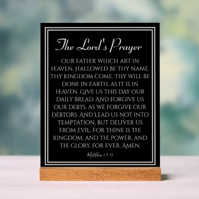 The Lord's Prayer Funeral Acrylic Sign (Neutral)
