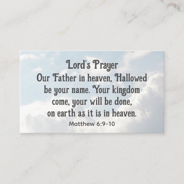The Lord's Prayer, Matthew 6:9-10 Bible Verse Business Card (Front)