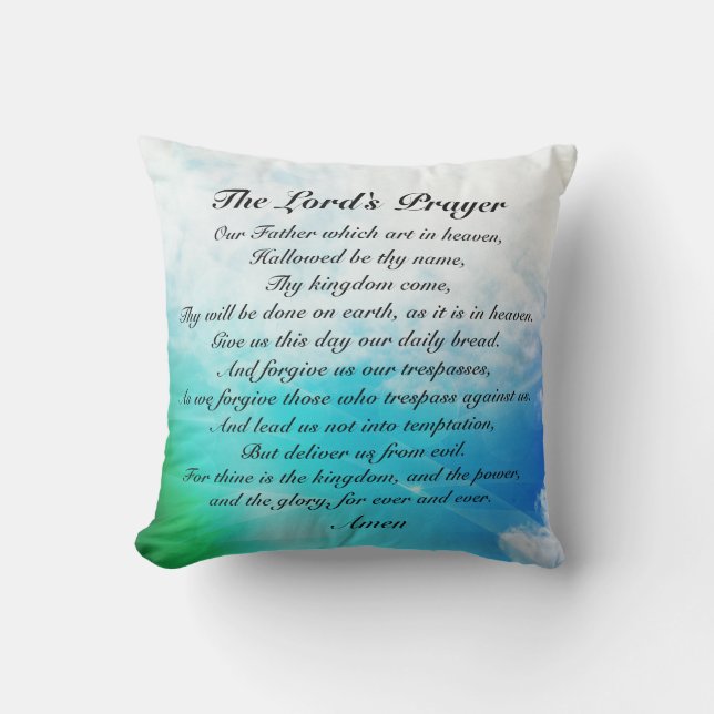 The Lord's Prayer, Matthew 6:9-13 Bible Verse Cushion (Front)