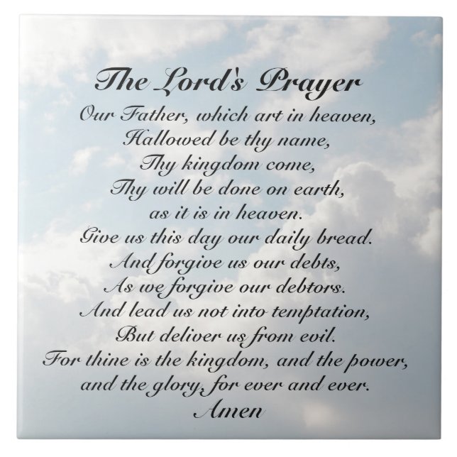 The Lord's Prayer, Matthew 6:9-13 Bible Verse Tile (Front)