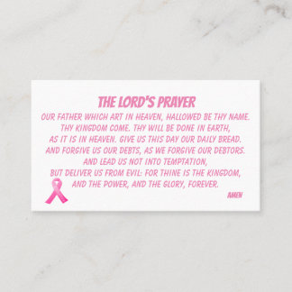 THE LORD'S PRAYER MATTHEW 6:9 Pink Ribbon Business Card