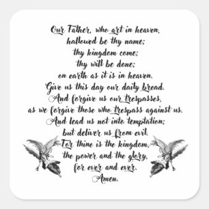 The Lords Prayer Our father Bible Religious Quotes Square Sticker
