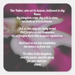 The Lord's Prayer Our Father Clematis     Square Sticker