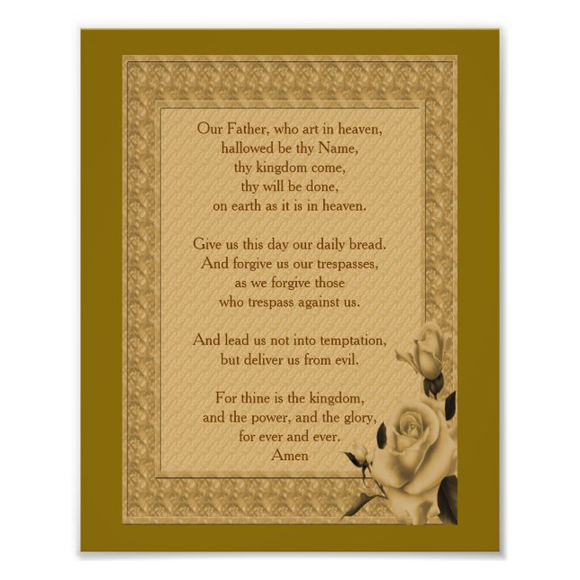 The Lord's Prayer Our Father Rosebud 8x10 Photo Print (Front)